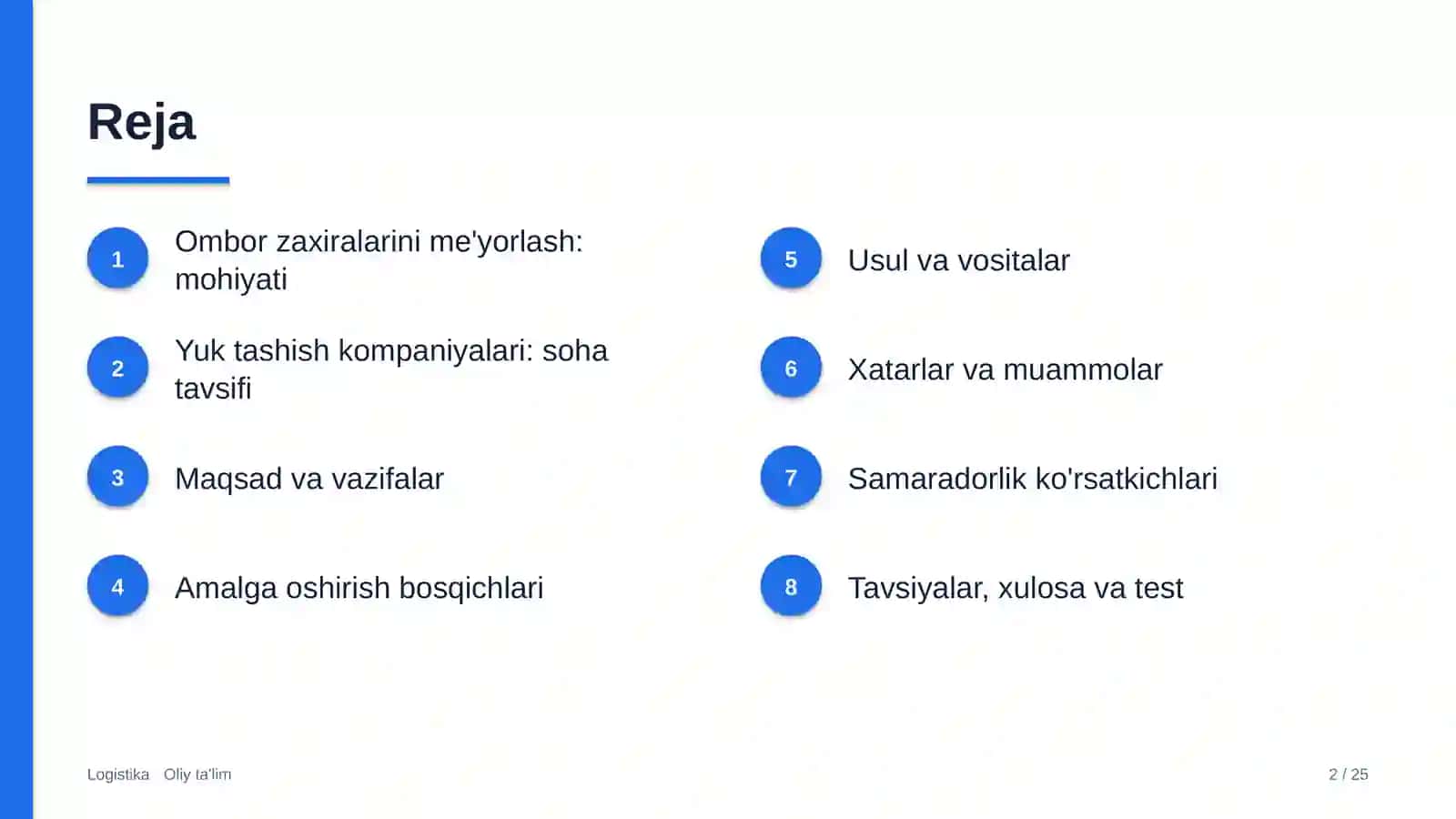 Yuk tashish kompaniyalarida ombor zaxiralarini me'yorlash 2