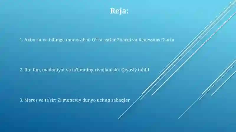 O'rta asrlar Sharqi va Renessans G'arbi 2