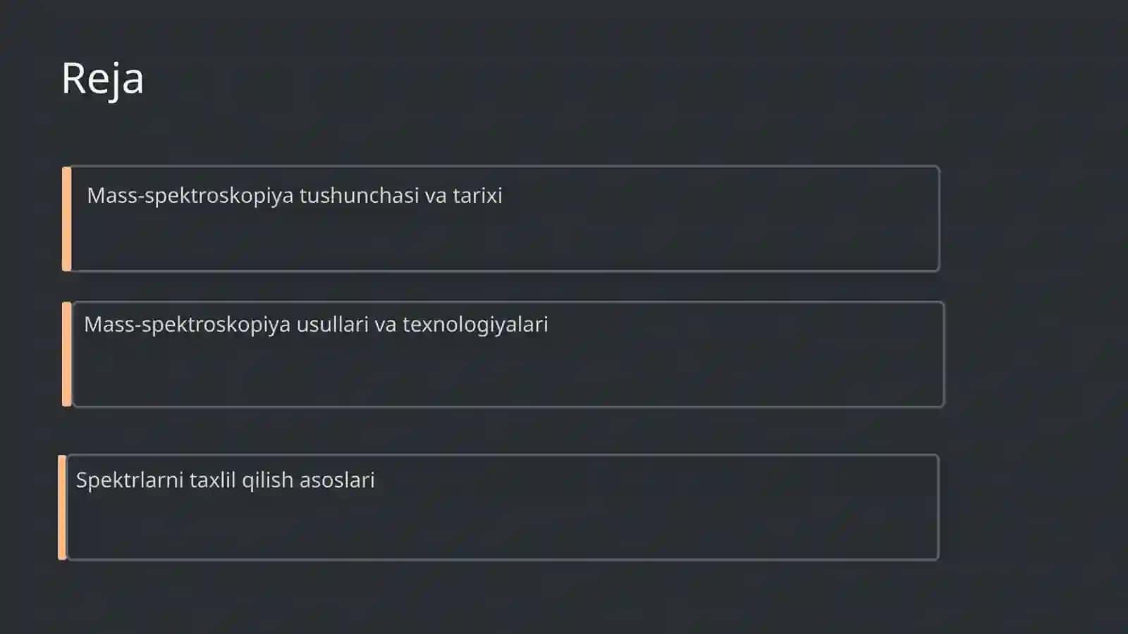Mass-spektroskopiya asoslari, spektrlarni taxlil qilish uslublari 2