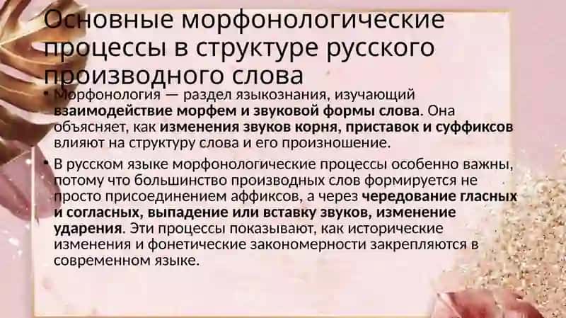 Основные морфонологические процессы в структуре русского производного слова 2