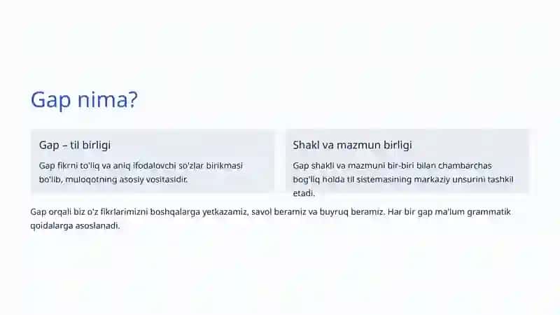 Gapning grammatik asosi 2