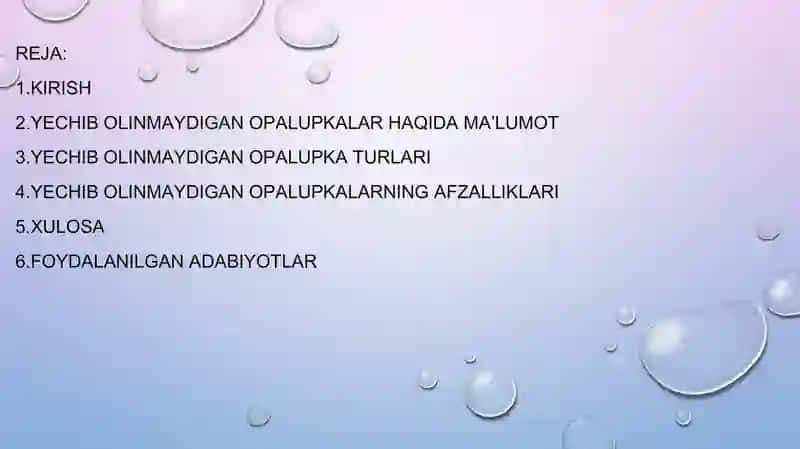 Yechib olinmaydigan opalupkalar 2