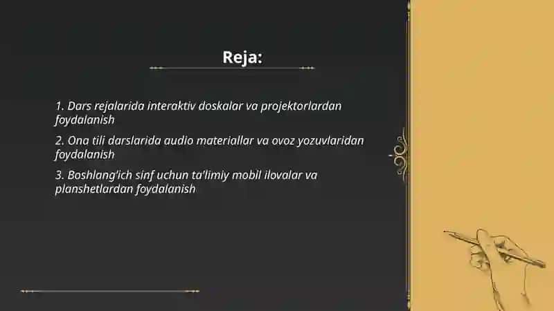 Boshlangʻich sinf onatili darslarida texnika vositalaridan foydalanish 2