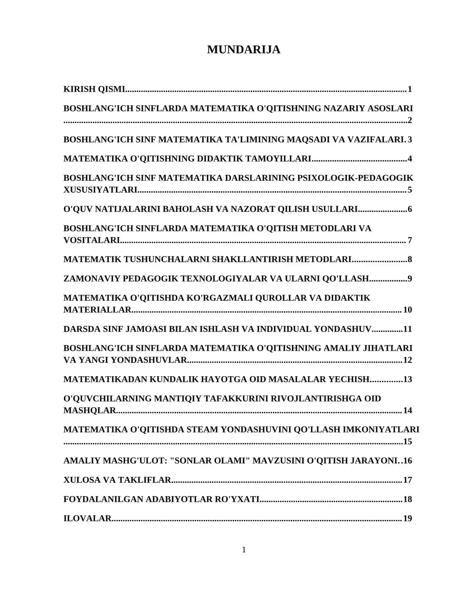 Boshlangʻich sinflarda matematika oʻqitishning umumiy masalalari 2