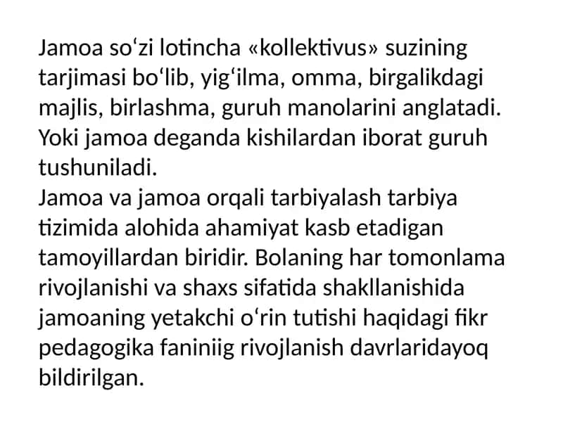 Tarbiya metodlarining jamoani rivojlanish darajasiga bogʻliqligi 2