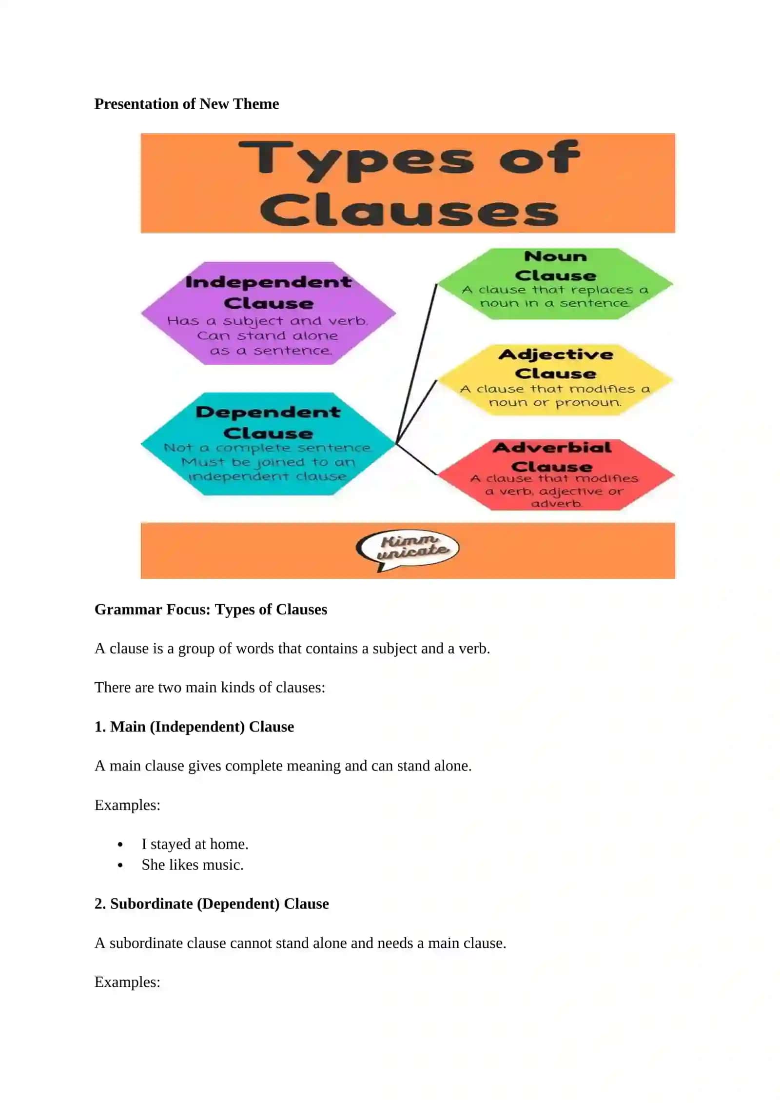 TYPES OF CLAUSES 2