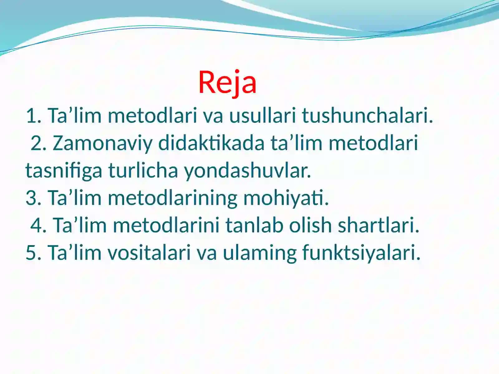 Ta’lim Metodlari va Usullari Tushunchalari 2