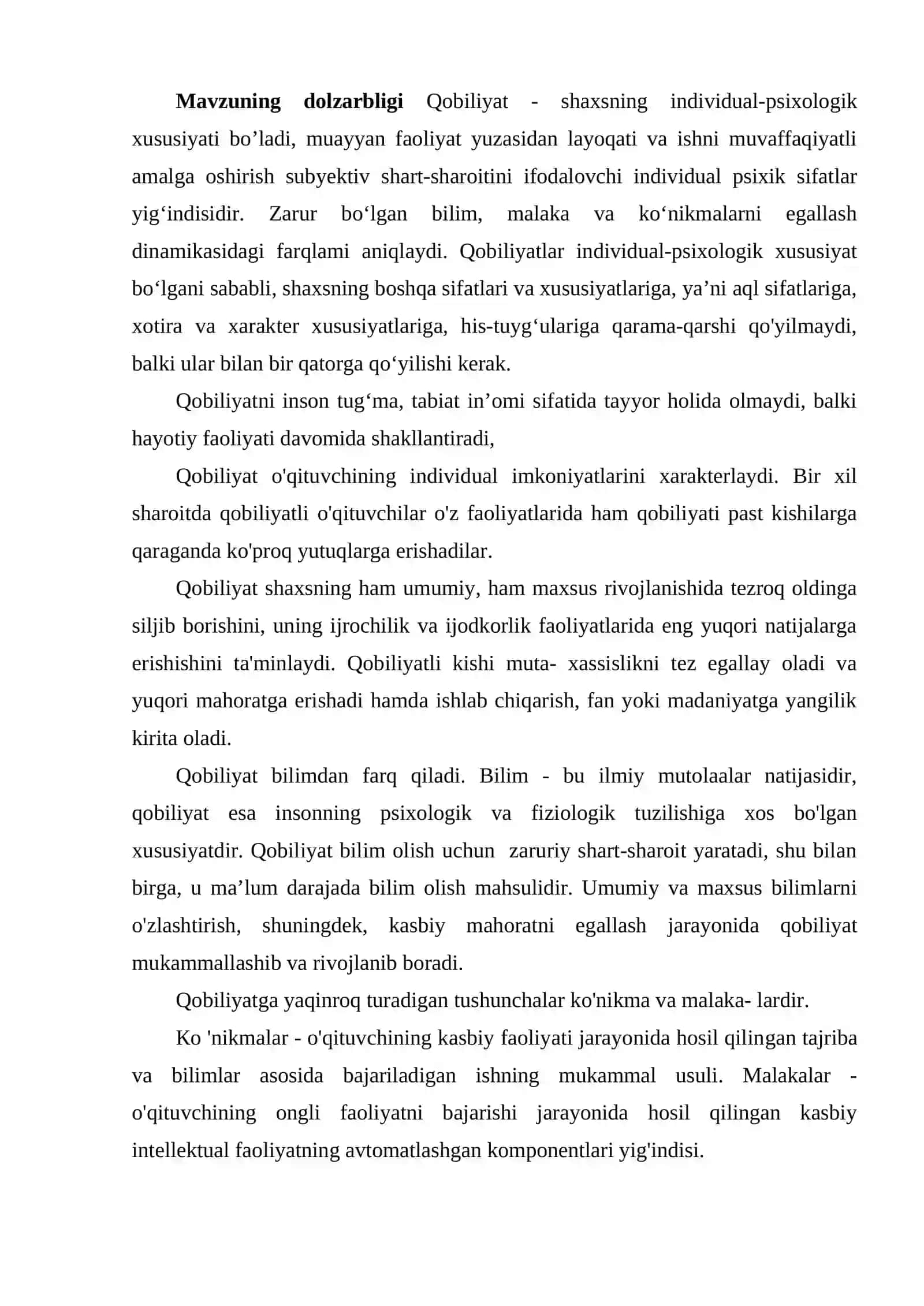 PЕDAGOGIK QOBILIYAT. QOBILIYATNING PEDAGOGIK PSIXOLOGIK TASNIFI 2