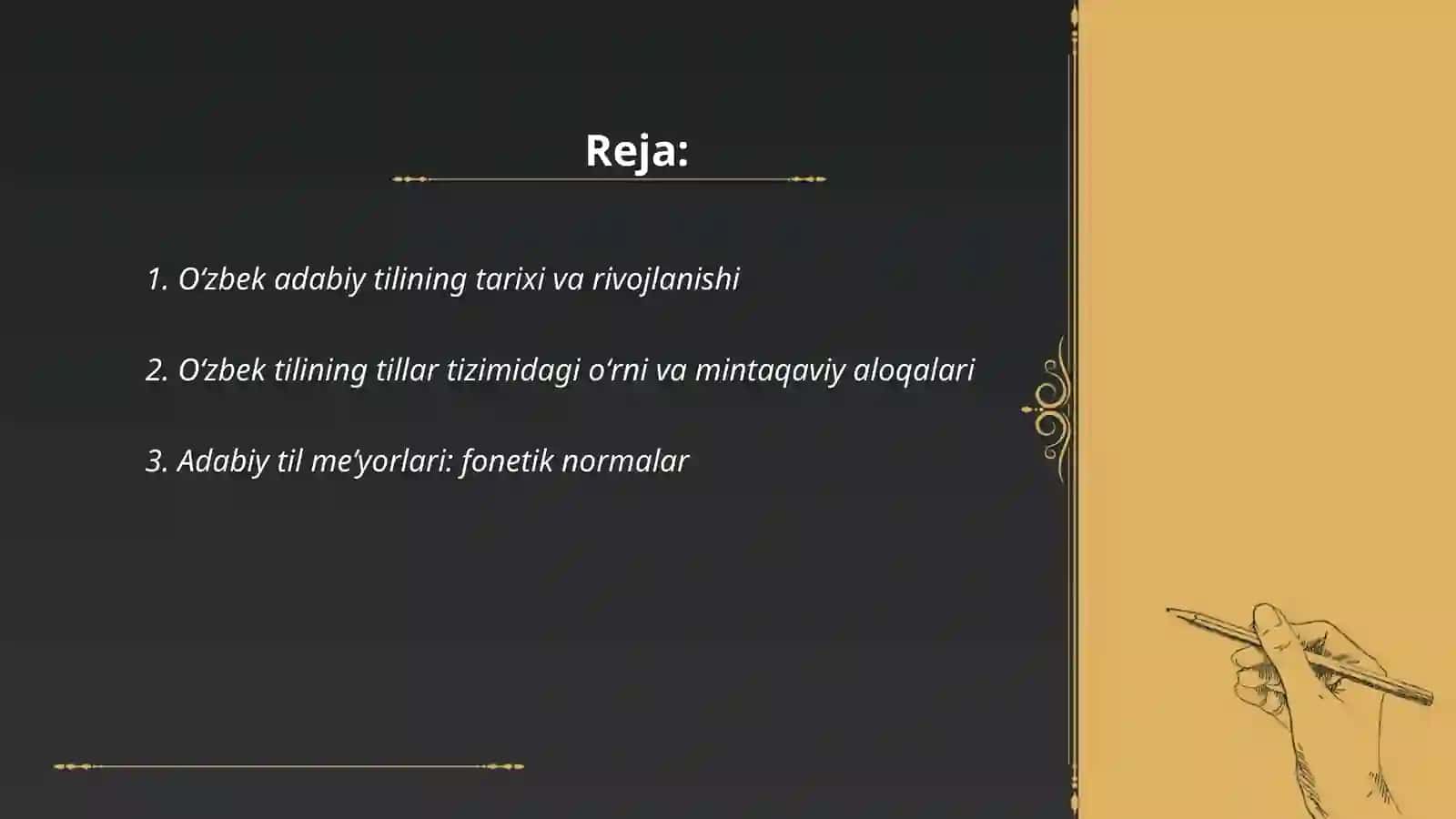 Oʻzbek tili va uning tillar tizimidagi oʻrni oʻzbek adabiy tili meʼyorlari 2
