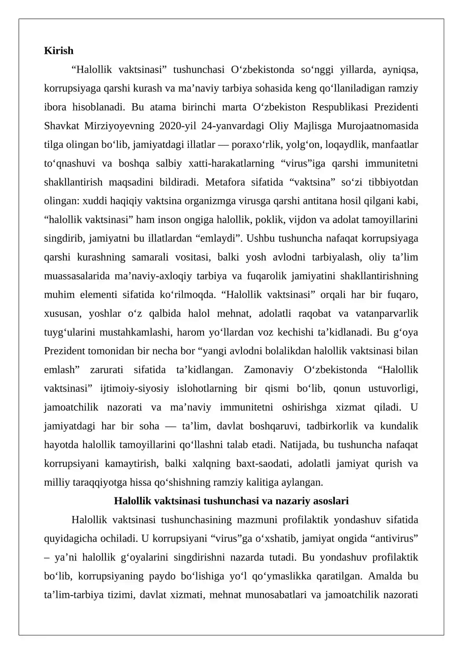 Halollik vaktsinasi tushunchasi va ahamiyati 2