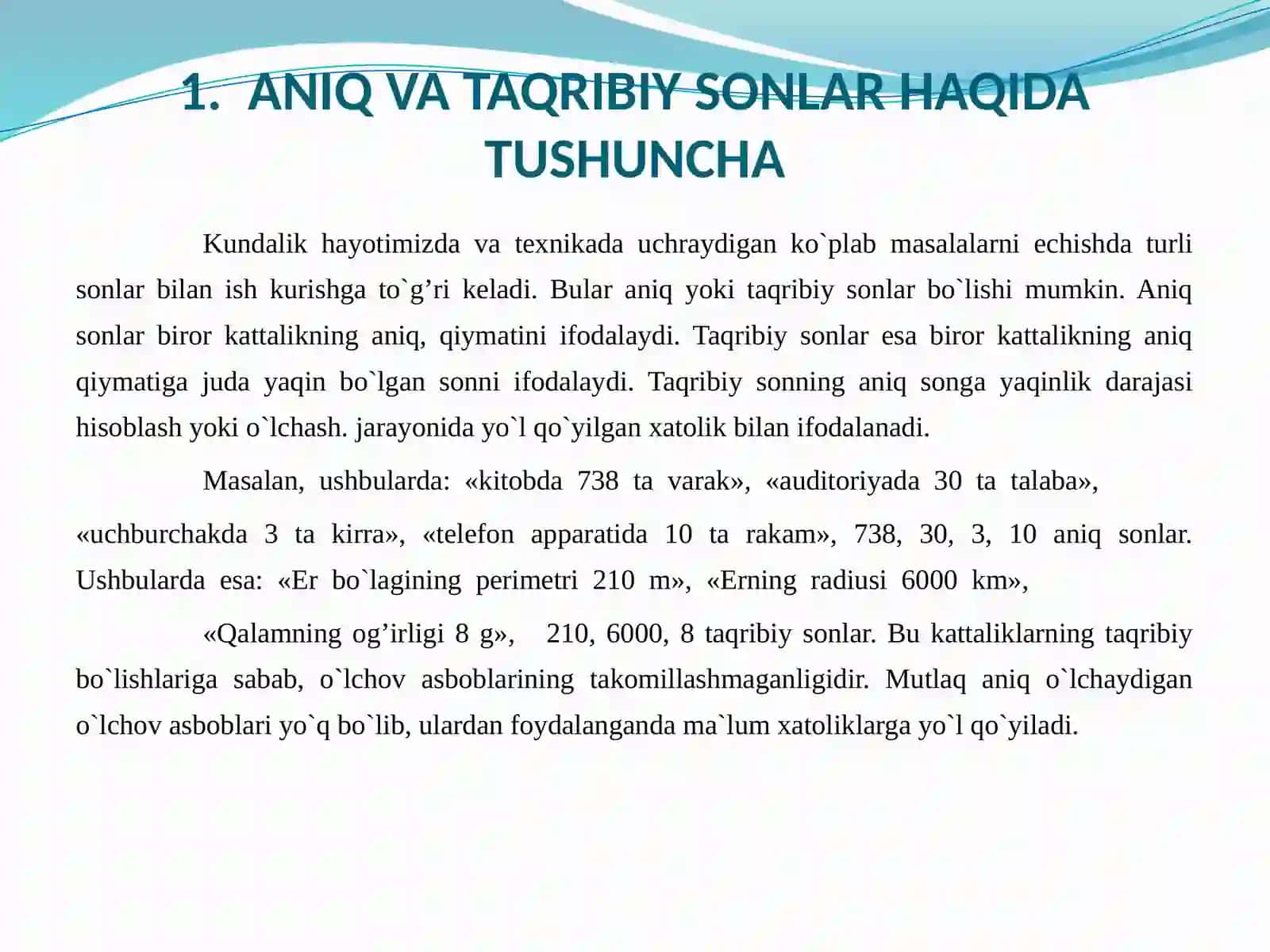 Taqribiy xisob va absolyut va nisbiy xato 2