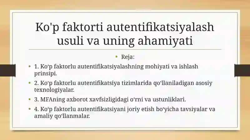 Ko'pfaktorli Autentifikatsiya 2