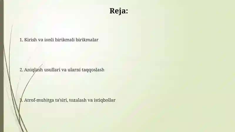 Tuproq suvining ifloslanishida ion boglanishli birikmalarni aniqlash 2