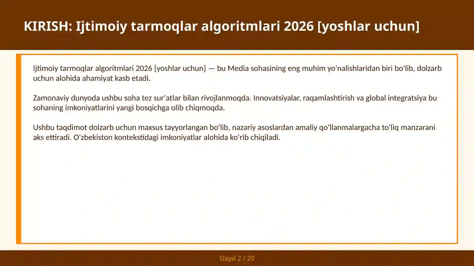 Ijtimoiy tarmoqlar algoritmlari 2026 [yoshlar uchun] 2