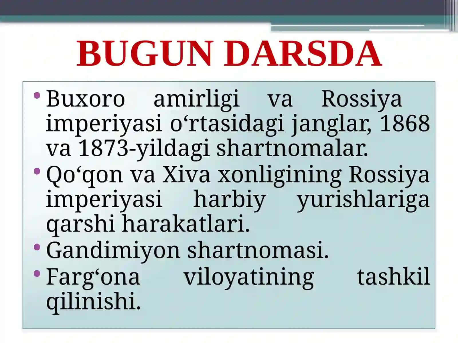BUXORO AMIRLIGI VA XIVA XONLIGINING ROSSIYA IMPERIYASI VASSALIGA AYLANISHI 2