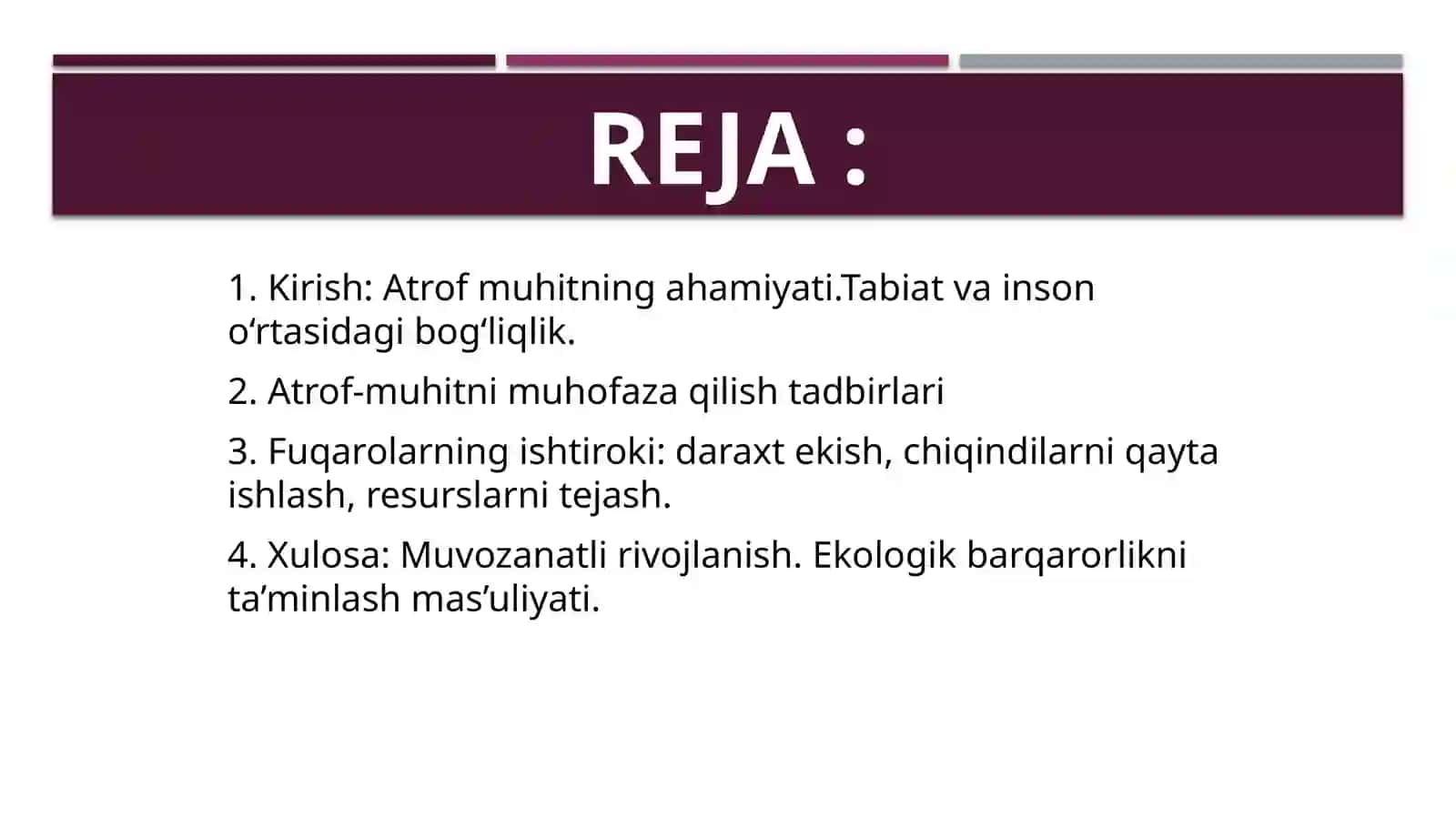 Atrof muhitnimuhofaza qilish bo’yicha tadbirlar 2