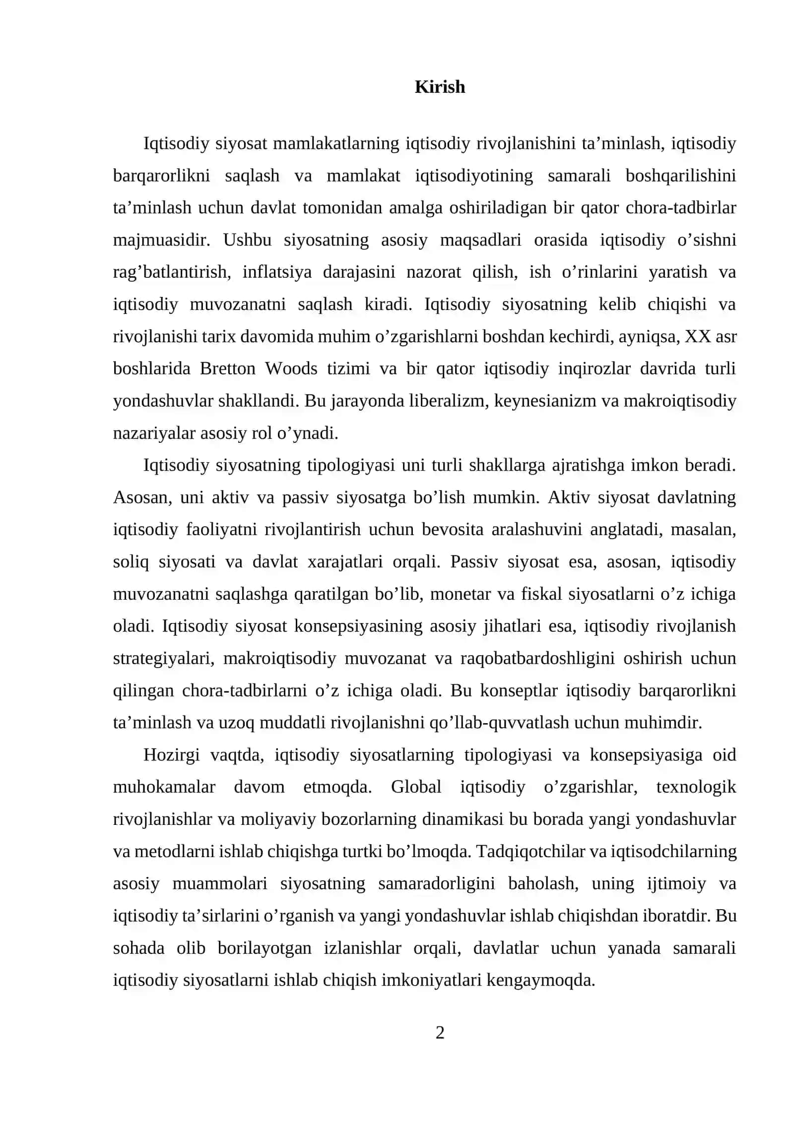 Iqtisodiy siyosatning rivojlanish tarixini o‘rganish 2