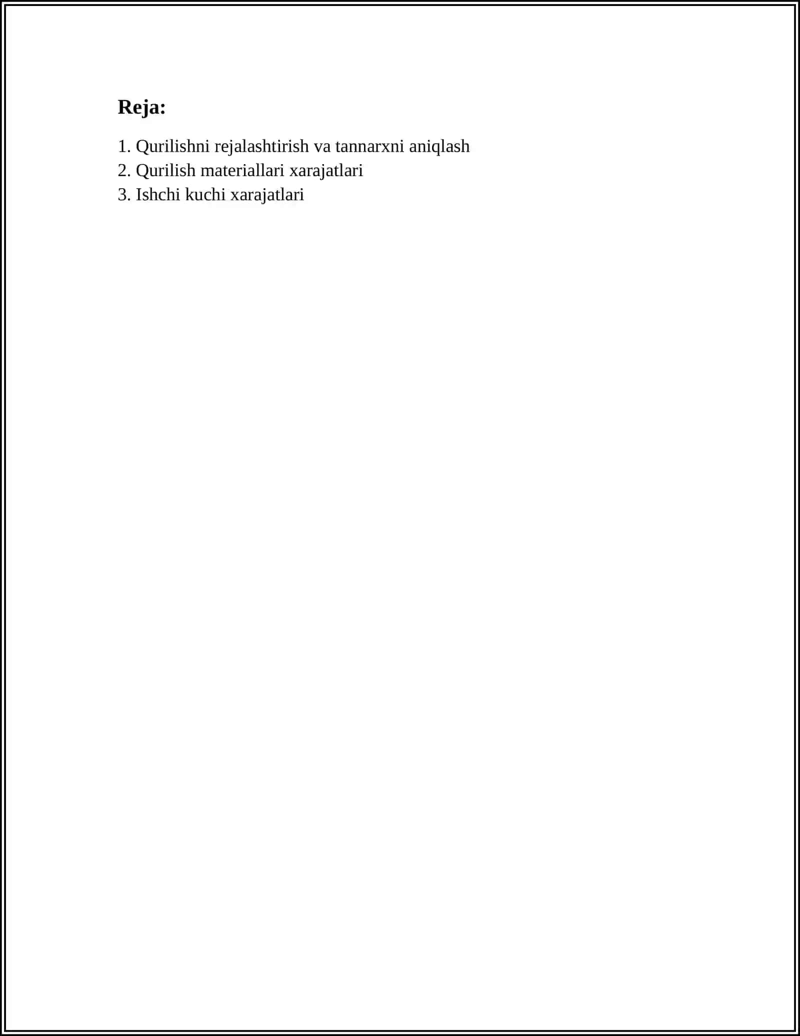 QURILISH MAHSULOTINING TANNARXI, FOYDA VA RENTABELLIK 2