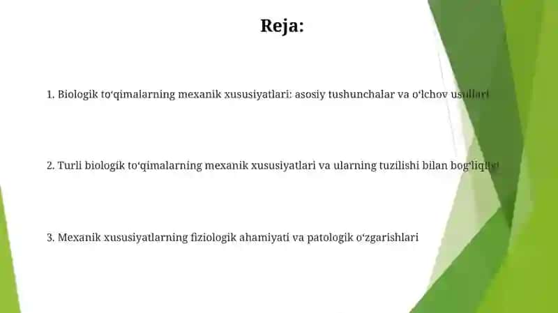 Biologik to'qimalarning mexanik xususiyatlari 2