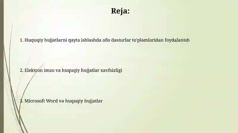 Zamonaviy ofis dasturlari va huquqiy amaliyot 2
