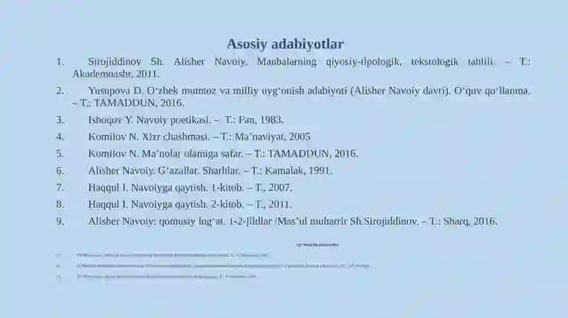 ALISHER NAVOIY IJODINING O`RGANILISHI. ALISHER NAVOIY HAYOTI VA IJODI 2