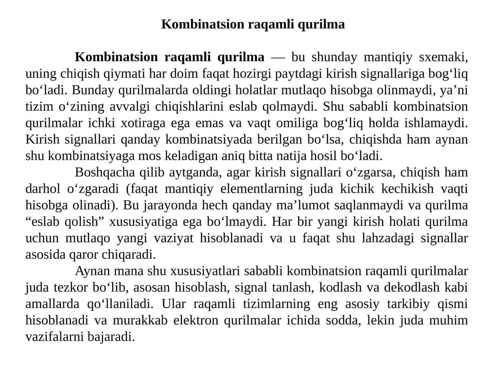 Kombinatsion raqamli qurilmalar 2