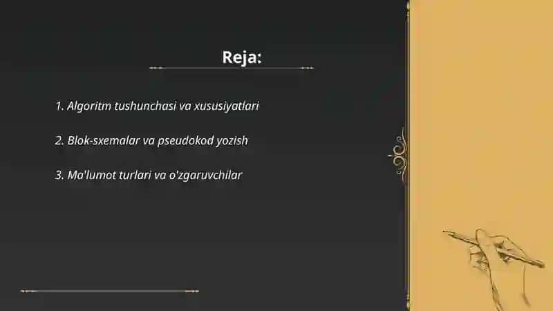 Algoritmlashtirish va dasturlash asoslari 2