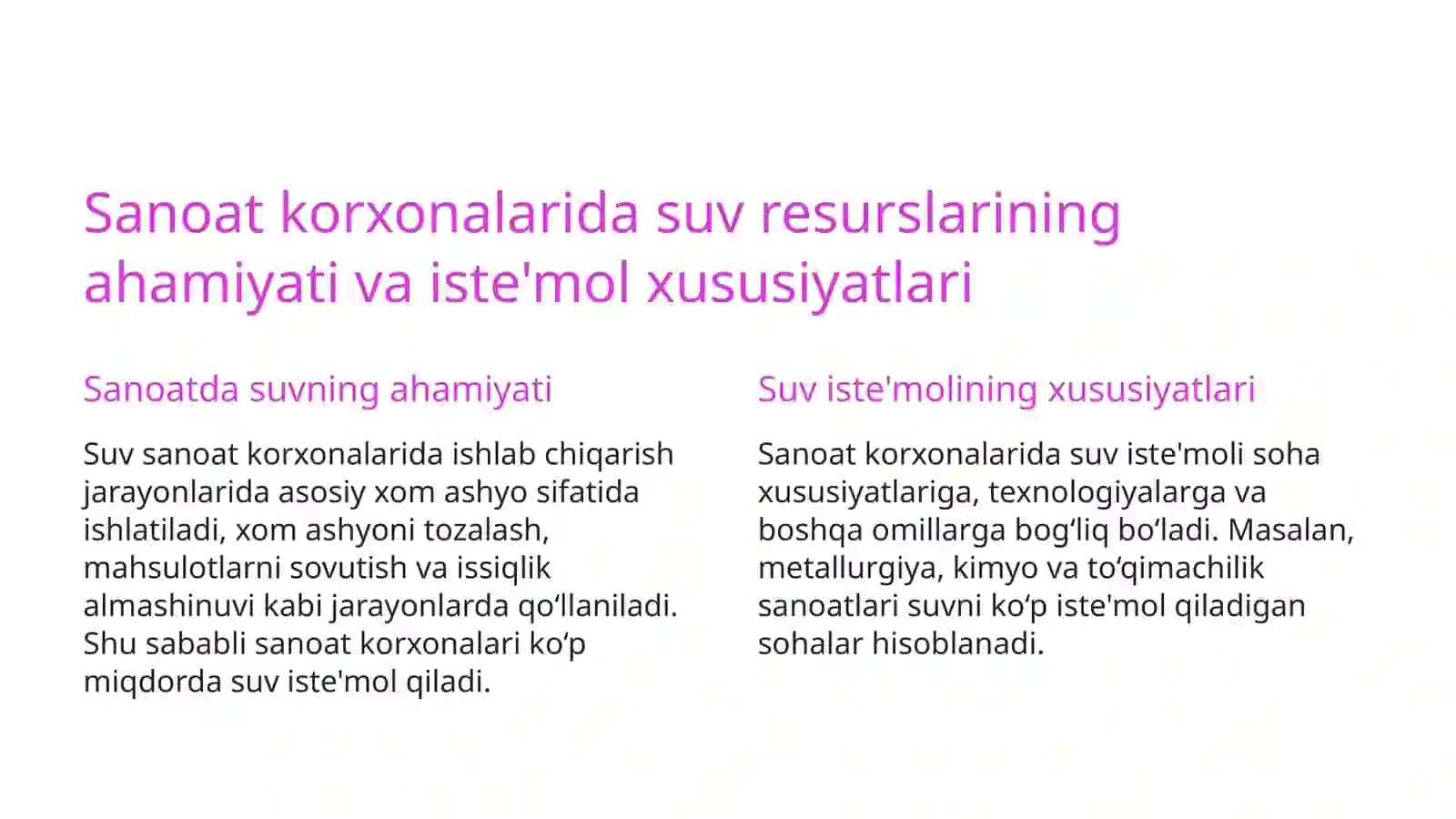 Sanoat korxonalarida suvni tejash va resurslarni boshqarish tizimlari 2