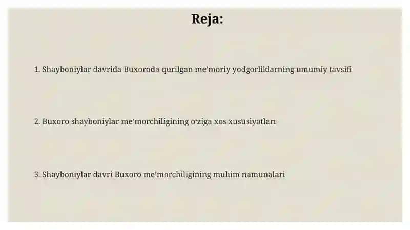 Shayboniylar davrida Buxoroda qurilgan tarixiy memorchilik yodgorliklar 2