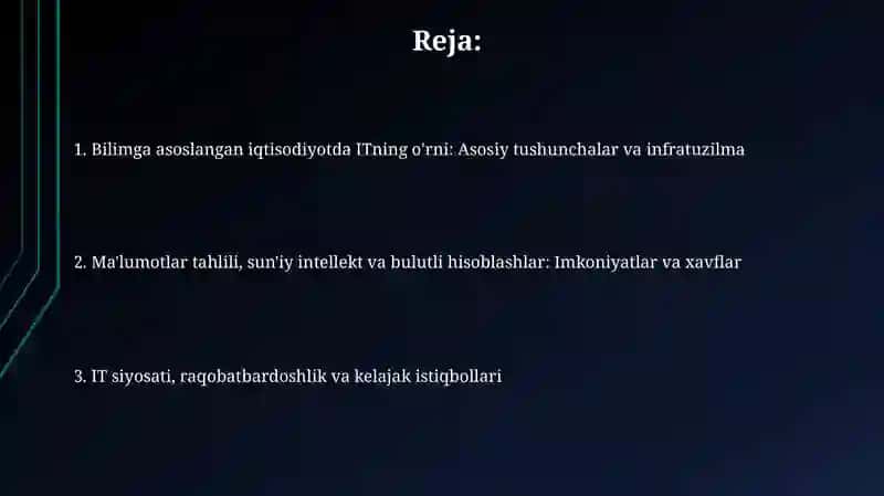 Bilimga asoslangan iqtisodiyotda ITning roʻli 2
