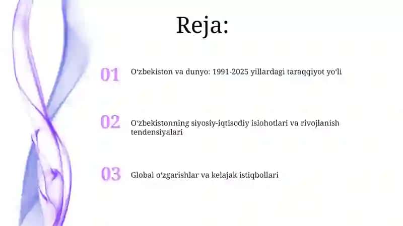 O'zbekiston va dunyo: 1991-2025 yillardagi taraqqiyot yoʻli 2