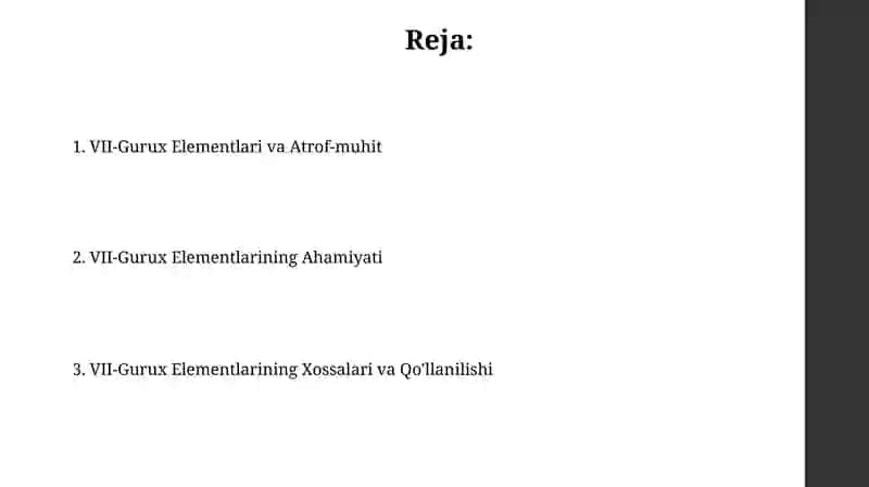 VII-Gurux Elementlari va Atrof-muhit 2