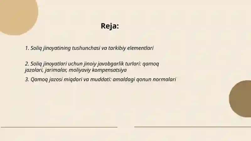 Soliq jinoyatlari uchun jinoiy javobgarlik 2