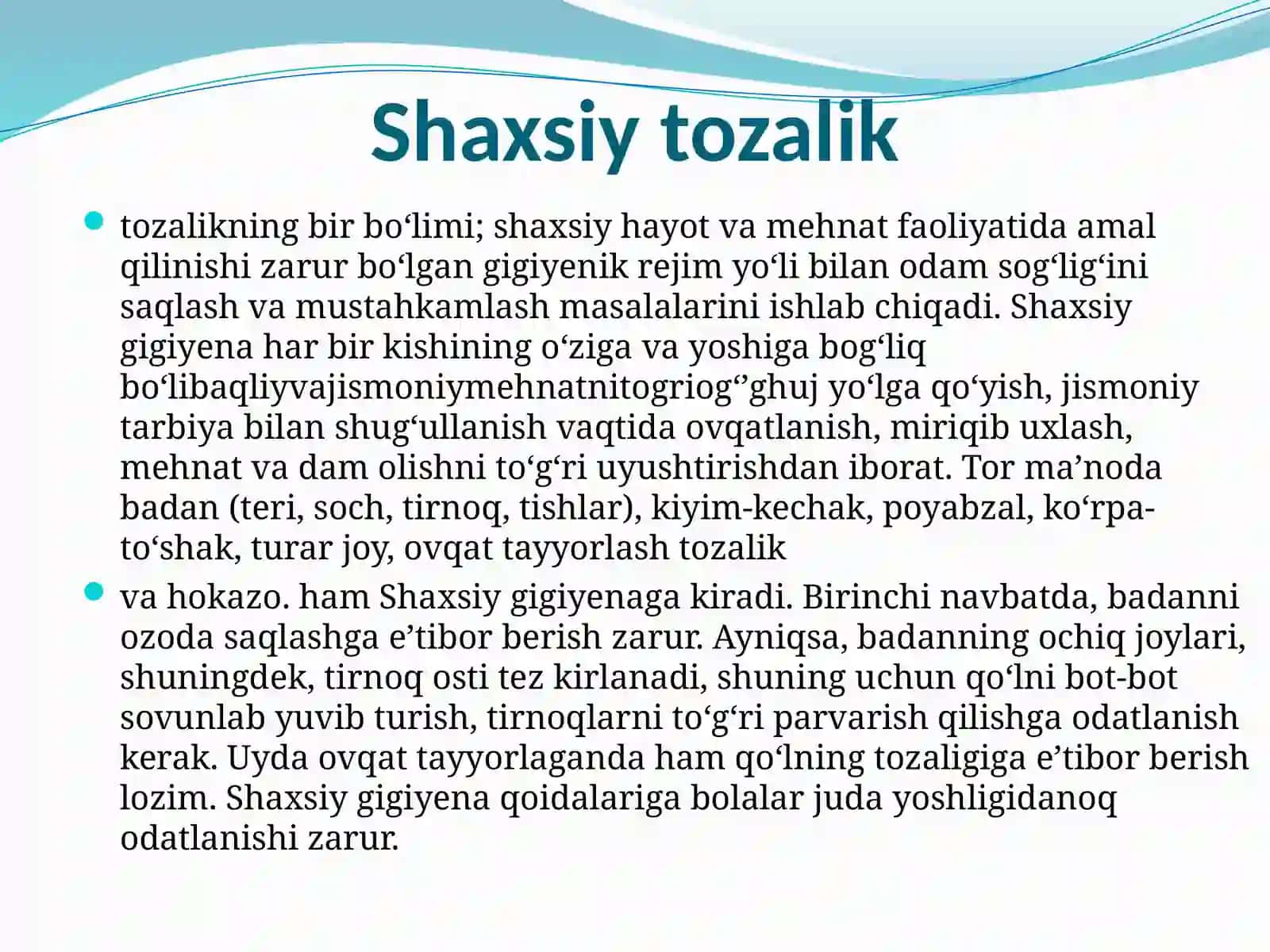 Shaxsiy gigiyena 2