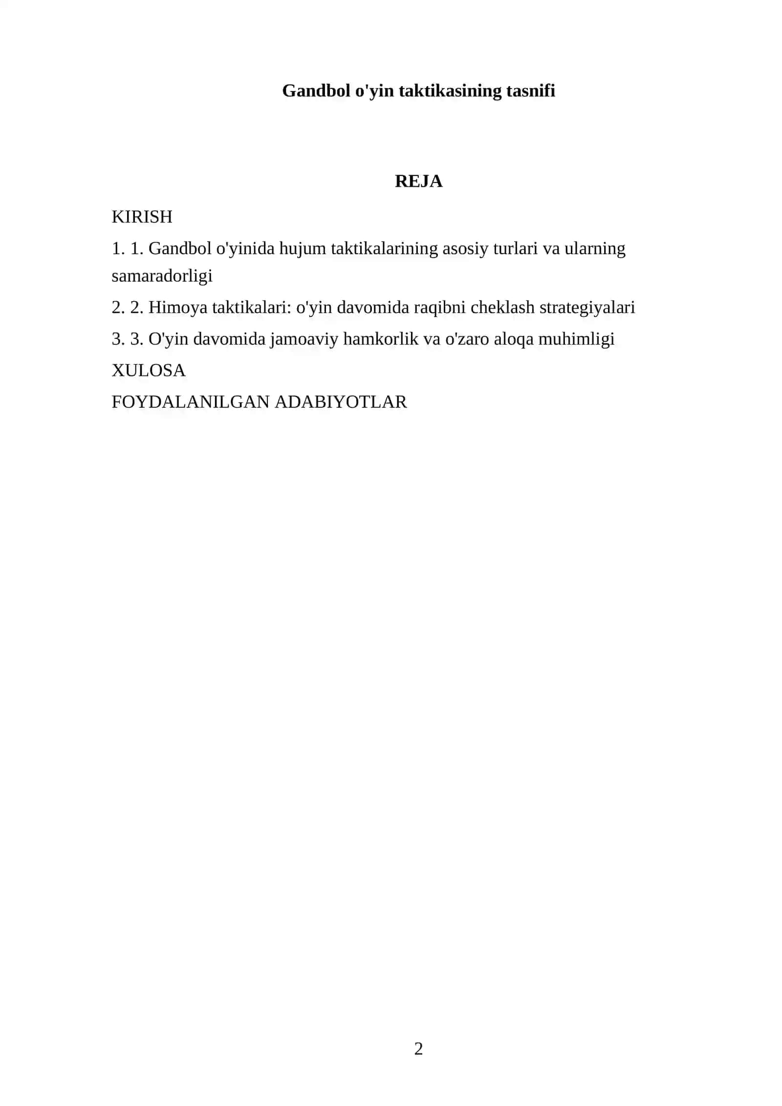 Gandbol o'yin taktikasining tasnifi 2