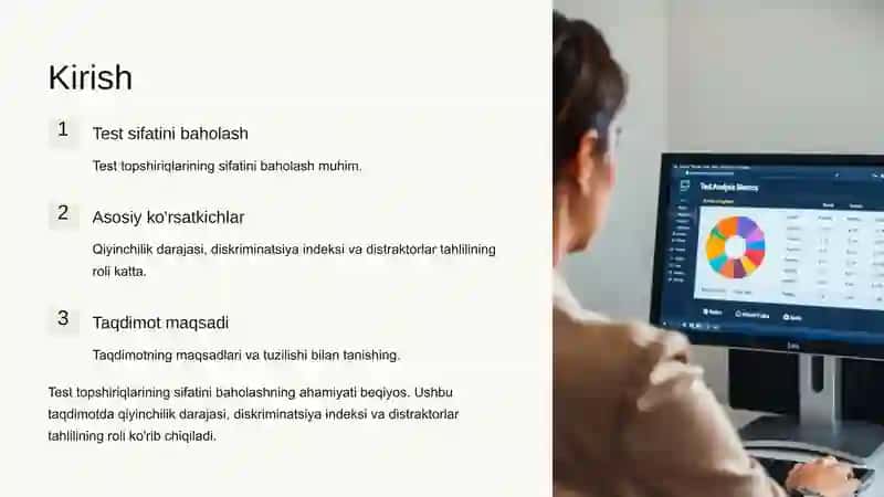 Test topshiriqlarining qiyinchilik darajasi, diskriminatsiya indeksi va distraktorlar tahlili 2