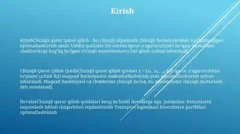 Chiziqli Qaror Qilish Qilish Funksiyasi 2