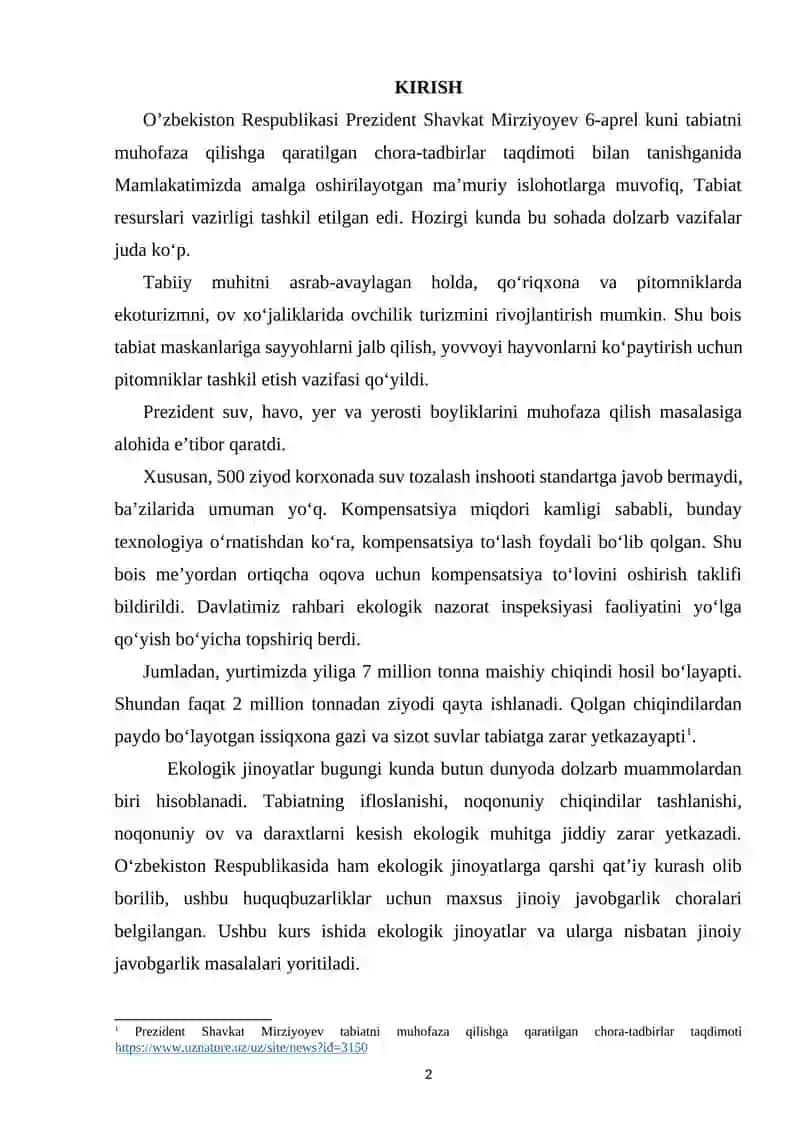 EKOLOGIYA SOXASIDAGI JINOYATLARNING OLDINI OLISH CHORALARI VA SUB’EKTLARI 2