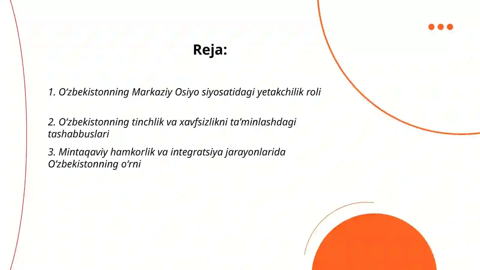 Oʻzbekistonning Markaziy Osiyoda tinchlik va barqarorlikni taʼminlashdagi oʻrni 2