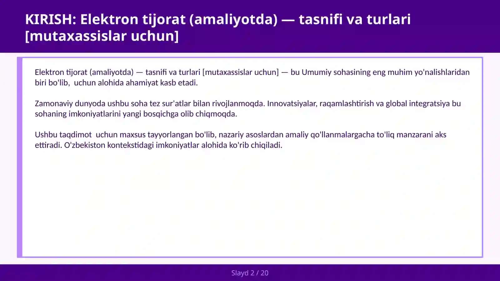 Elektron tijorat (amaliyotda) — tasnifi va turlari [mutaxassislar uchun] 2