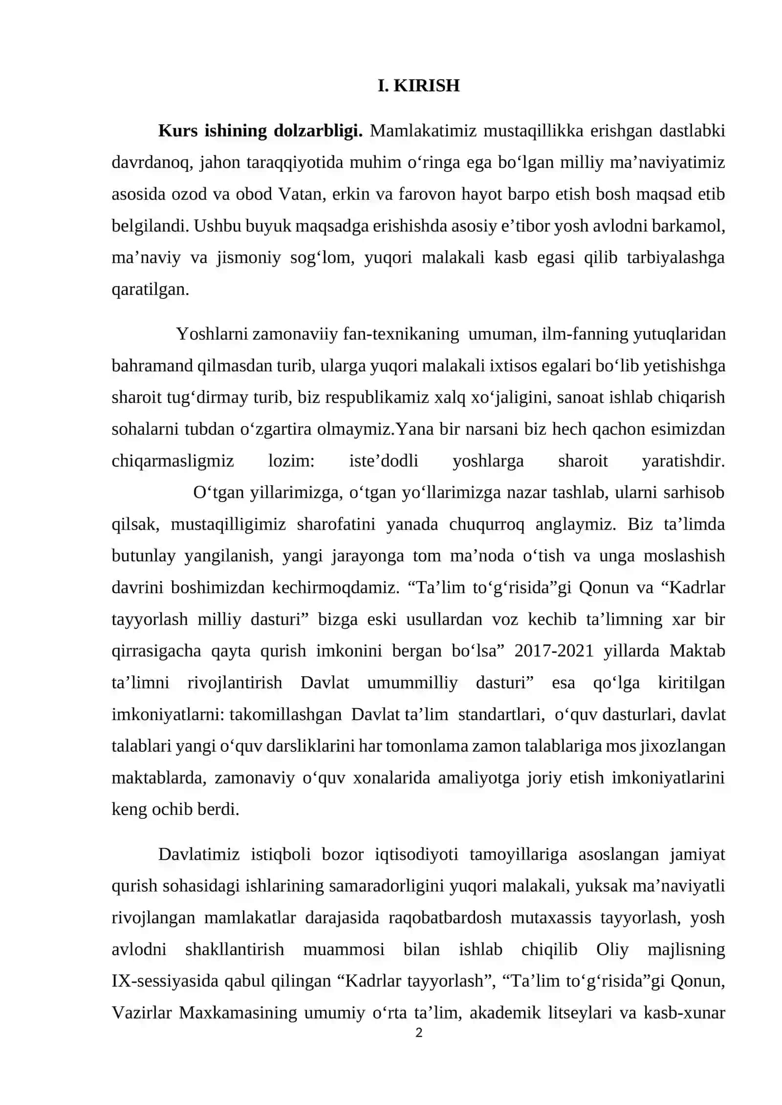 Umumta’lim fanlari bo’yicha Davlat Ta’lim Standartlari 2