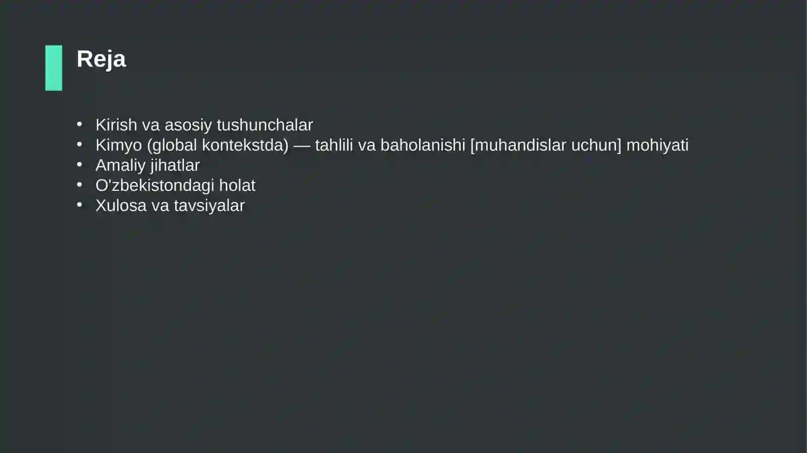 Kimyo (global kontekstda) — tahlili va baholanishi [muhandislar uchun] 2
