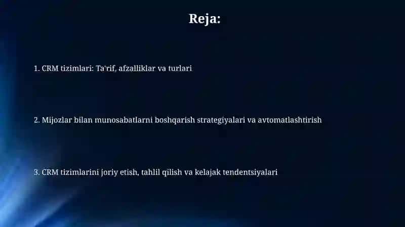 CRM tizimlari va mijozlar bilan ishlashda ularning roʻli 2