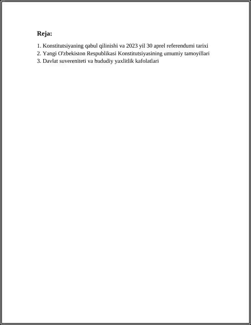 Yangi O‘zbekiston Respublikasi Konstitutsiyasi 2023 YIL 30 APREL 2