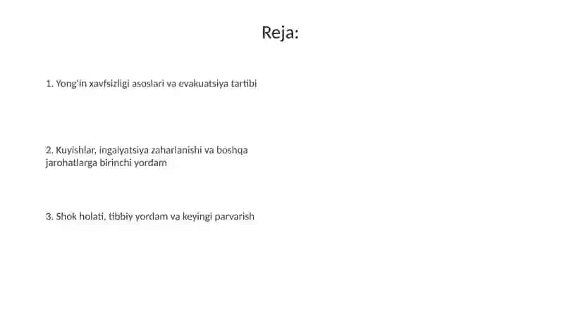 Yong'in vaqtida birinchi yordam ko'rsatish 2