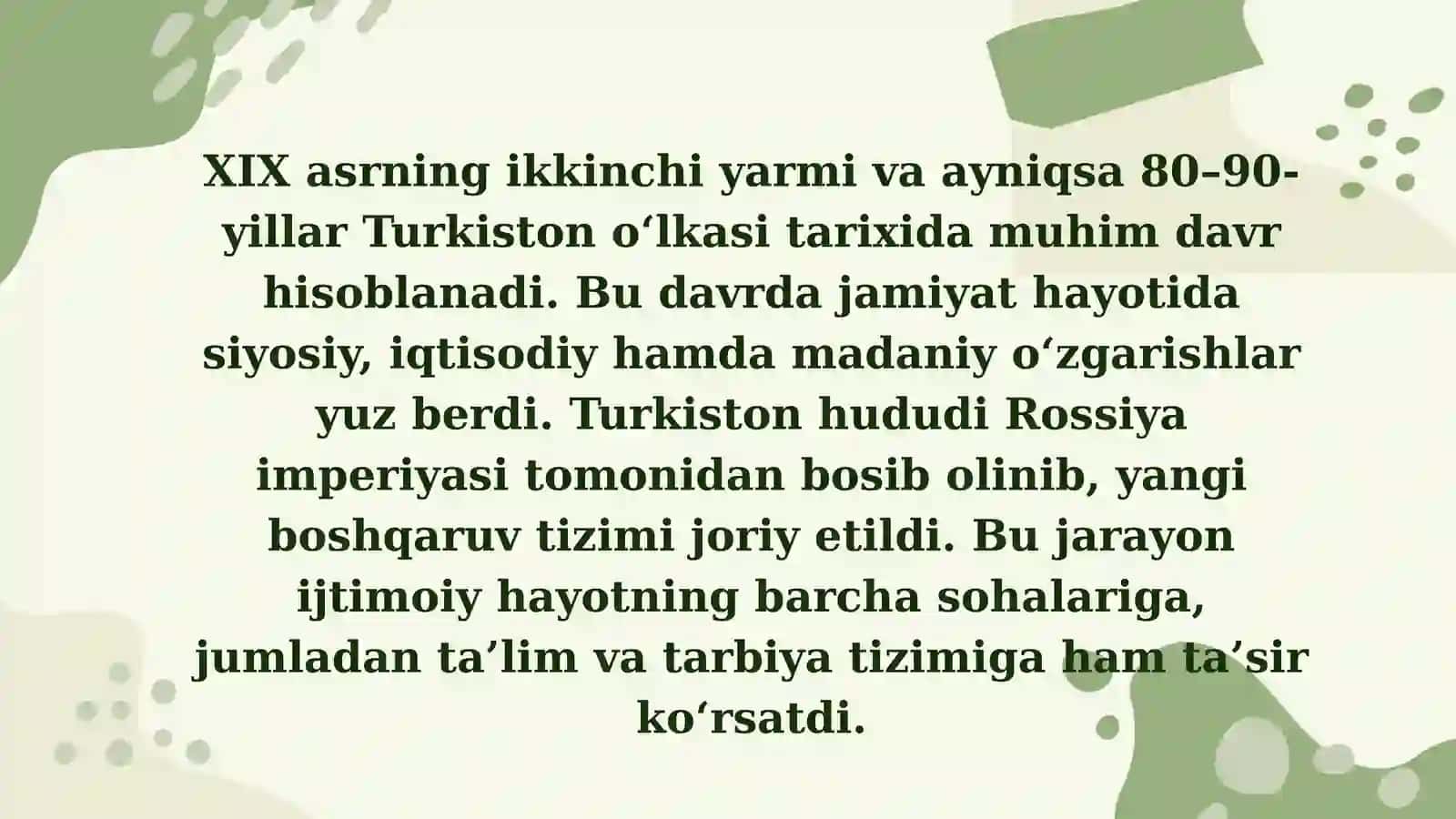 XIX ASRNING 80–90-YILLARIDA TURKISTONDA IJTIMOIY PEDAGOGIK FIKRLAR 2