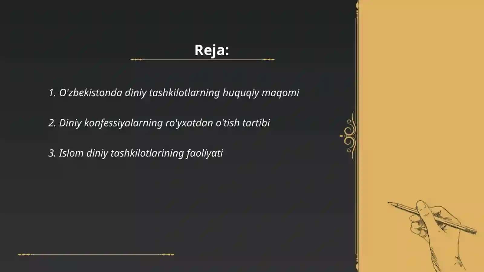 O'zbekistonda diniy tashkilotlar konfetsiyalar faoliyati denamekasi 2