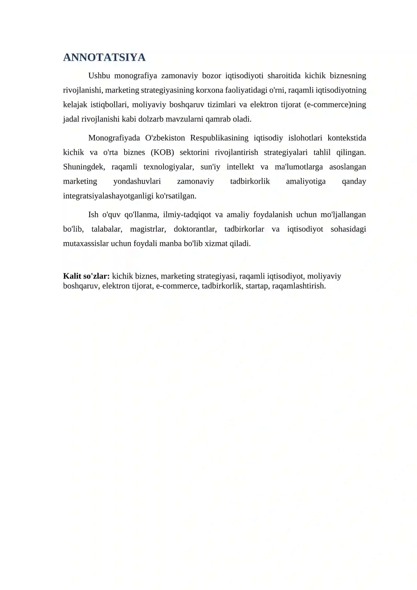RAQAMLI IQTISODIYOT SHAROITIDA KICHIK BIZNES VA ELEKTRON TIJORATNING RIVOJLANISHI 2