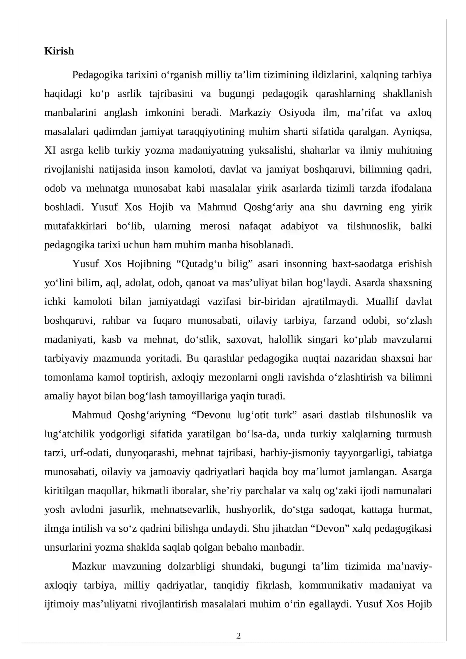 Yusuf Xos Hojib va Mahmud Qoshg‘ariyning ta’limiy-axloqiy qarashlari 2