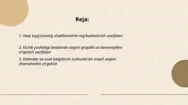 Bolalarni vaqtni chamalashga oʻrgatish vazifalari 2